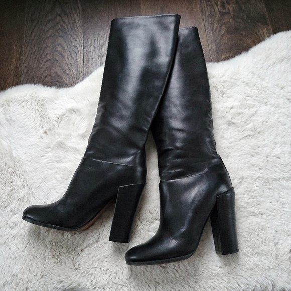 Proenza Schouler Chunky Heel Pull On Italian Leather Knee Tall Boots Boots - Picture 5 of 9